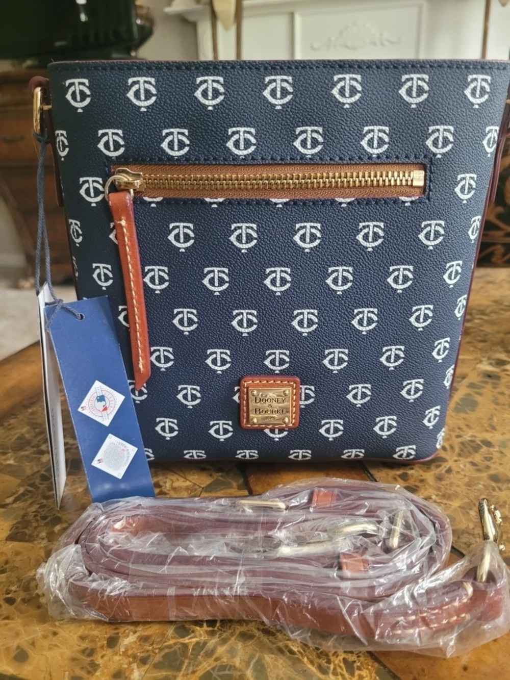 Dooney & Bourke Navy Monogram Crossbody Bag
